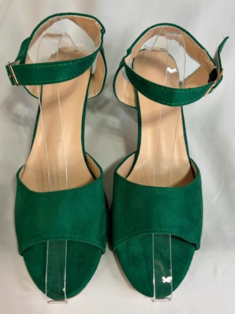 Emerald Green Faux Suede Low Kitten Heel Sandals - Size EU 41/US Women's 9.5-10